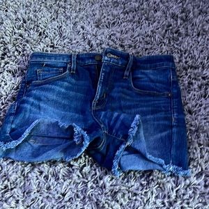 high-rise blue jeans shorts